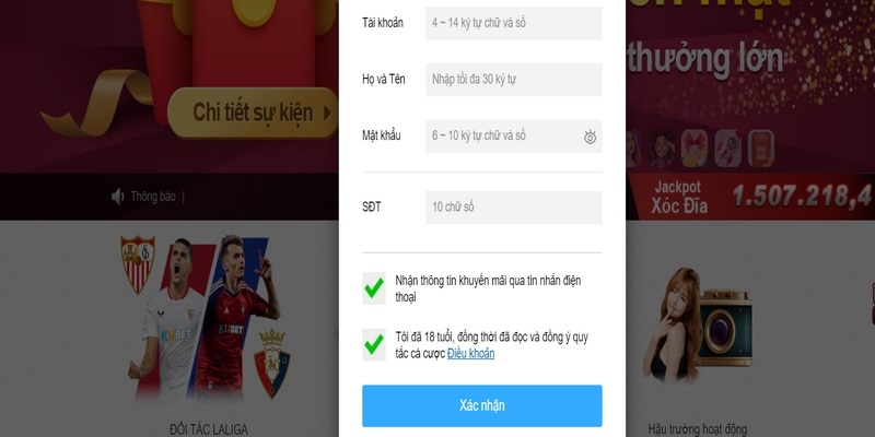 Cá nhân cần hoàn tất toàn bộ các thông tin hệ thống yêu cầu khi tạo nick